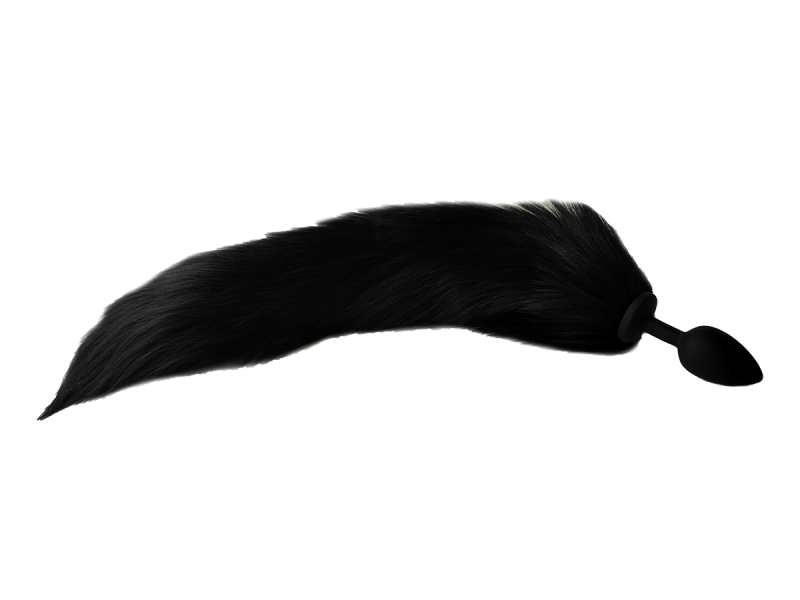 Пробка с объемным черным хвостом "Vandersex" черная, M 