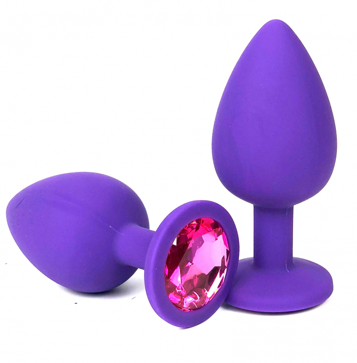 Пробка с розовым кристаллом "Vandersex" фиолетовая, L 